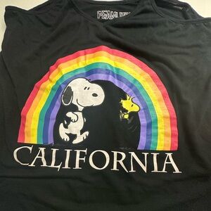 Peanuts Snoopy Black Rainbow Graphic Tank Shirt